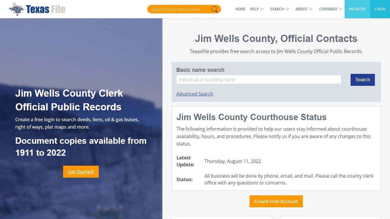 Jim Wells County Clerk Official Public Records | TexasFile